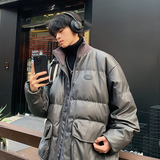 2023新款高品质PU皮棉衣港风罗文立领双口袋外套MY112-P165限228，男装棉衣，星座226-3
