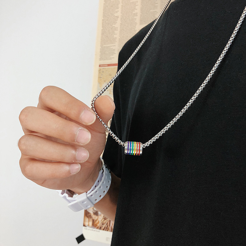A353-X010-P30日系彩条情侣项链百搭男女吊坠饰品学生服装配件，头饰，电商A353