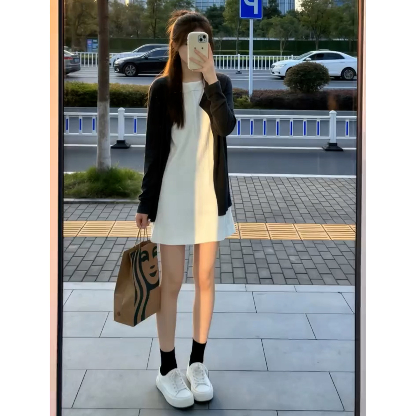 初夏季小个子白色无袖连衣裙子女夏2026新款穿搭短裙开衫两件套装