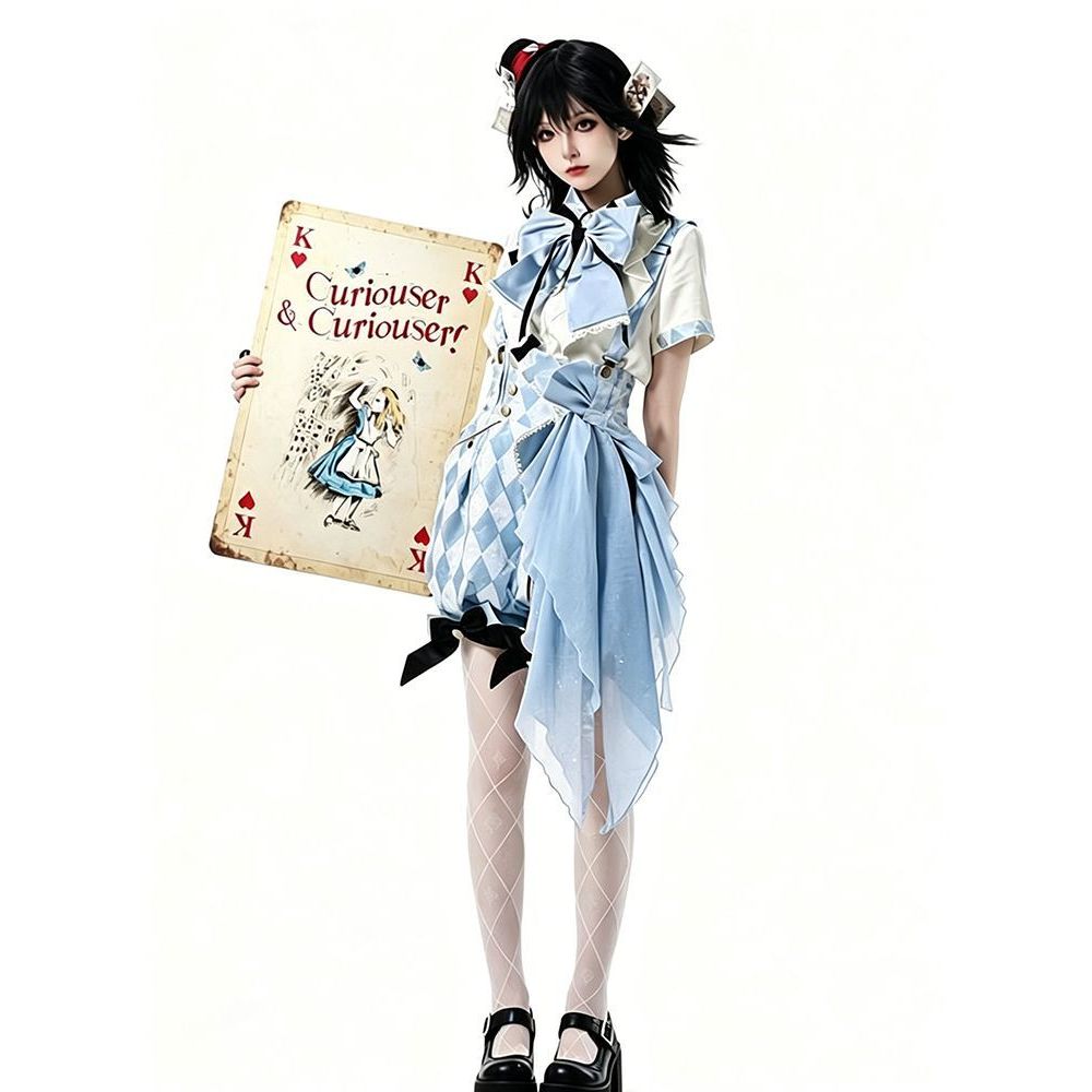原创正版lolita时空爱丽丝小偶像王子装洛丽塔背带裤上衣花带套装