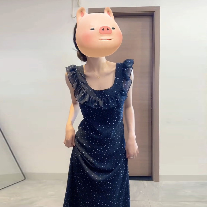法式小飞袖波点吊带连衣裙子女夏季2026新爆款今年流行荷叶边长裙