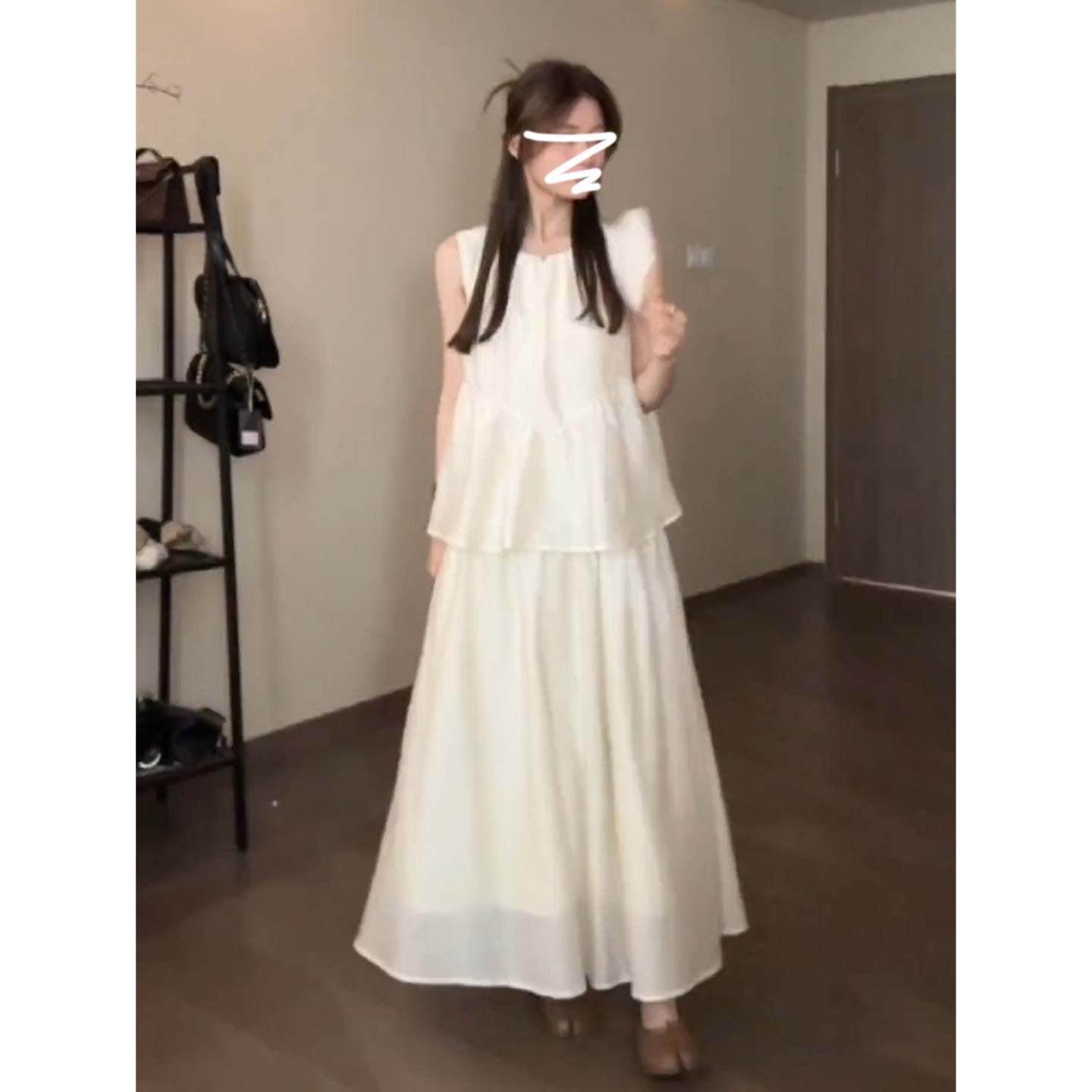 法式无袖背心连衣裙子女夏季2026新款巨好看小个子穿搭一整套长裙