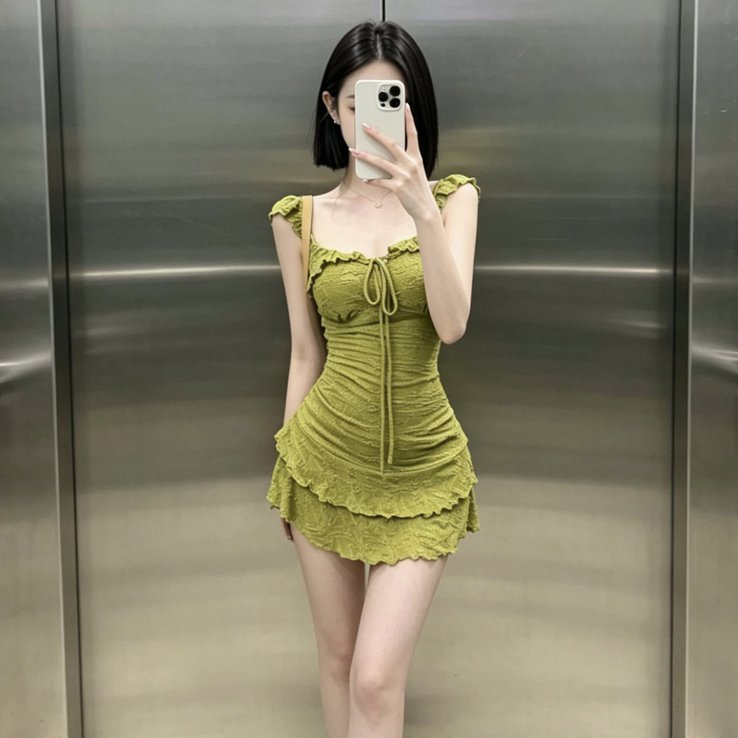 纯欲性感无袖吊带连衣裙女夏季新款裙子海边度假收腰a字包臀短裙