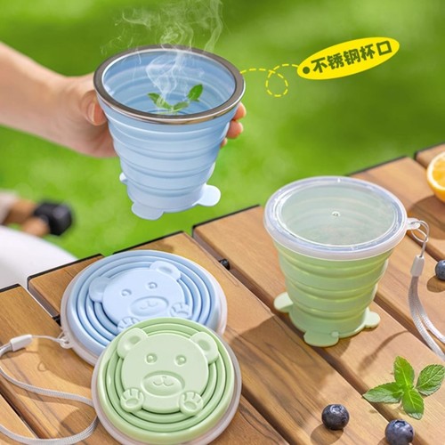 食品级折叠水杯旅行耐高温户外