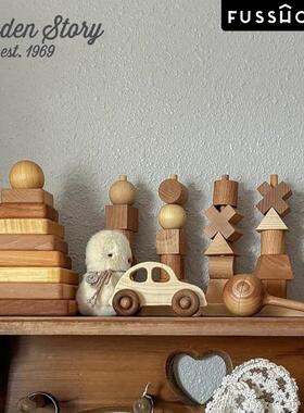 波兰Wooden Story 堆叠积木玩具木制叠叠乐原木无漆金字塔叠高