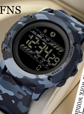 OFNS运动计步倒计时多功能男士防水闹钟腕表卡路里和里程学生手表