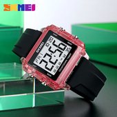 时刻美男士 手表双时间多功能方形电子表户外运动学生倒计时腕表潮