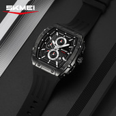 SKMEI时刻美三眼六针多功能学生腕表酒桶型防水男士 商务石英手表