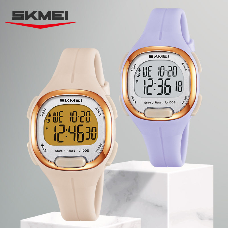 时刻美学生手表男女款多功能方块儿童电子表运动时尚夜光防水腕表