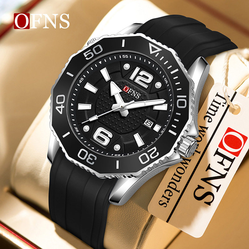 欧范尼高颜值手表旋转外圈防水时尚腕表男士经典日历夜光学生男款