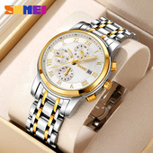 时刻美男士 商务手表多功能石英表三眼日历防水实心钢带男款 腕表潮