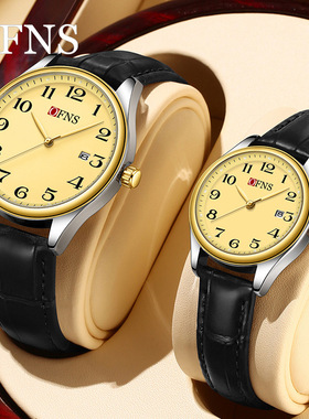 OFNS休闲腕表数字简约三针夜光男女款石英表老人设计大表盘石英表