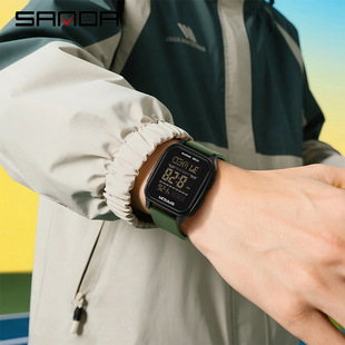 三达热卖 方形男表户外夜光防水多功能腕表简约单显运动电子表