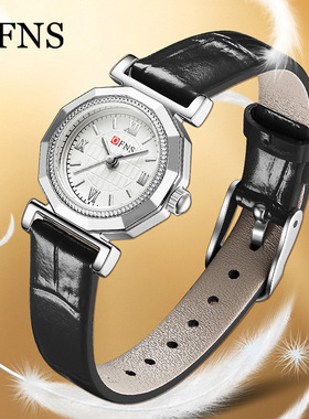 OFNS女士中古商务手表小众学生腕表复古高级感罗马皮带通勤女表潮