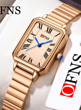 OFNS新款手表方形罗马刻度学生女士时尚小众防水腕表超薄手链表潮