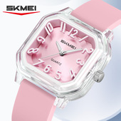 时刻美学生石英表立体透明表壳设计运动防水款 简约校园风腕表