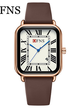 OFNS品牌男女学生手表时尚方形罗马刻度日历防水石英表男女士腕表