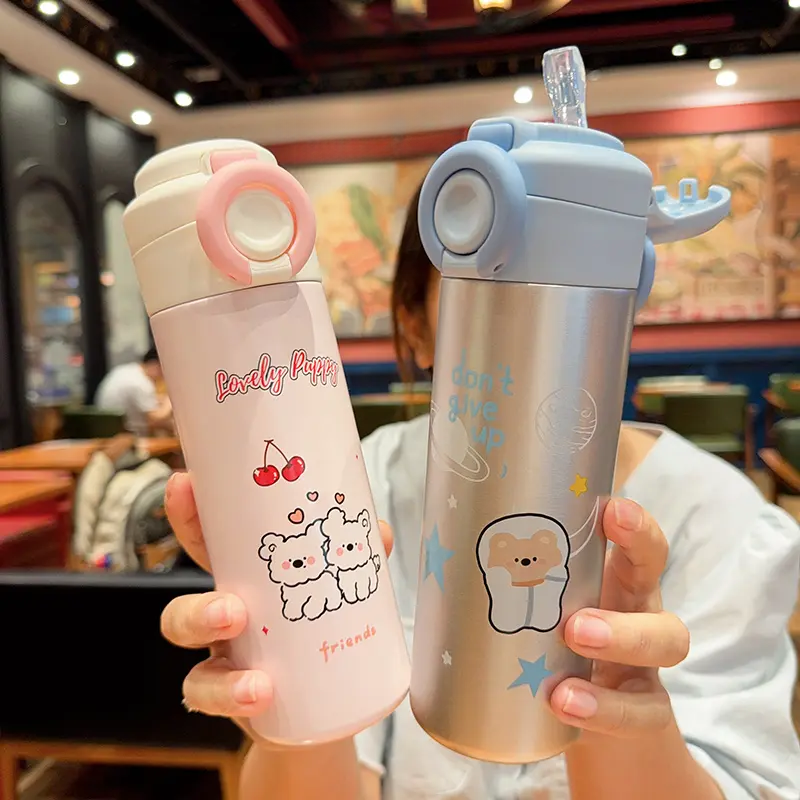 简约ins可放书包两侧上学保温杯女生用可爱初高中女生学生保温杯