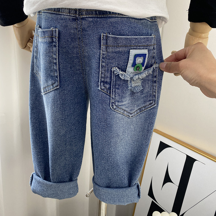 男童裤子春秋款小男孩牛仔裤春季弹力宝宝长裤潮时尚儿童春装3岁4
