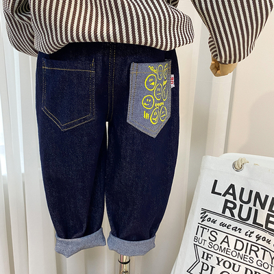 男童裤子春款不掉色弹力牛仔长裤