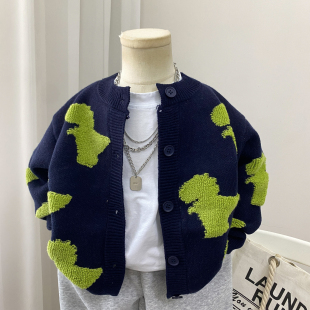 男童毛衣外套秋冬2026新款儿童针织衫开衫男孩秋款韩版宽松潮时髦