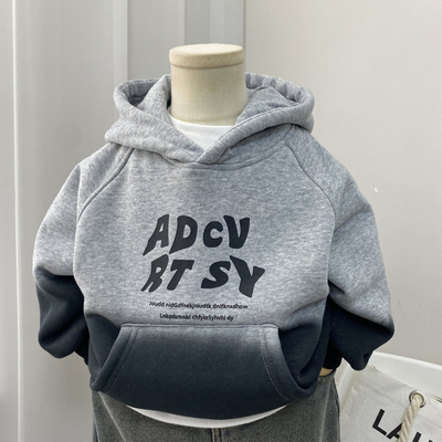 加厚绒男童卫衣秋冬季连帽