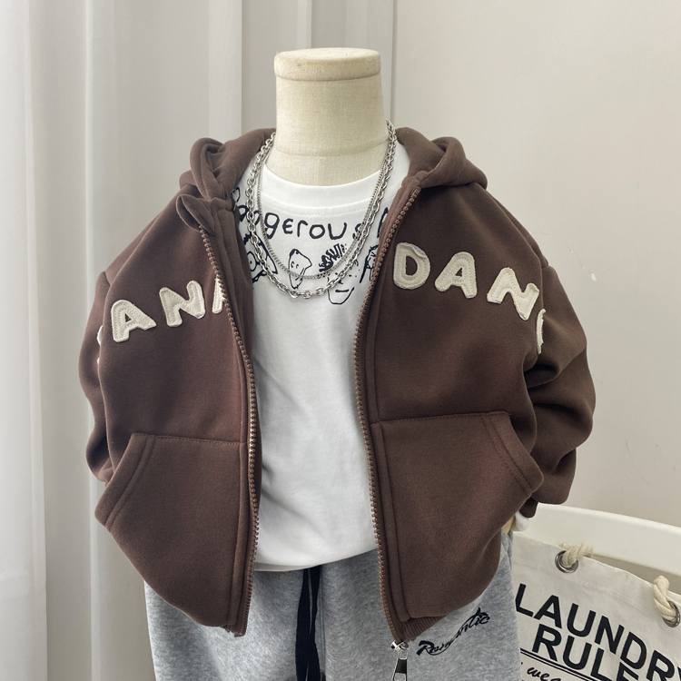 男童加绒外套卫衣秋冬2025新款儿童连帽一体绒韩系男孩休闲带帽潮