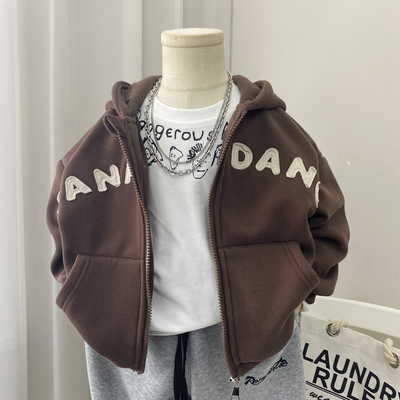 男童加绒外套卫衣秋冬2025新款儿童连帽一体绒韩系男孩休闲带帽潮