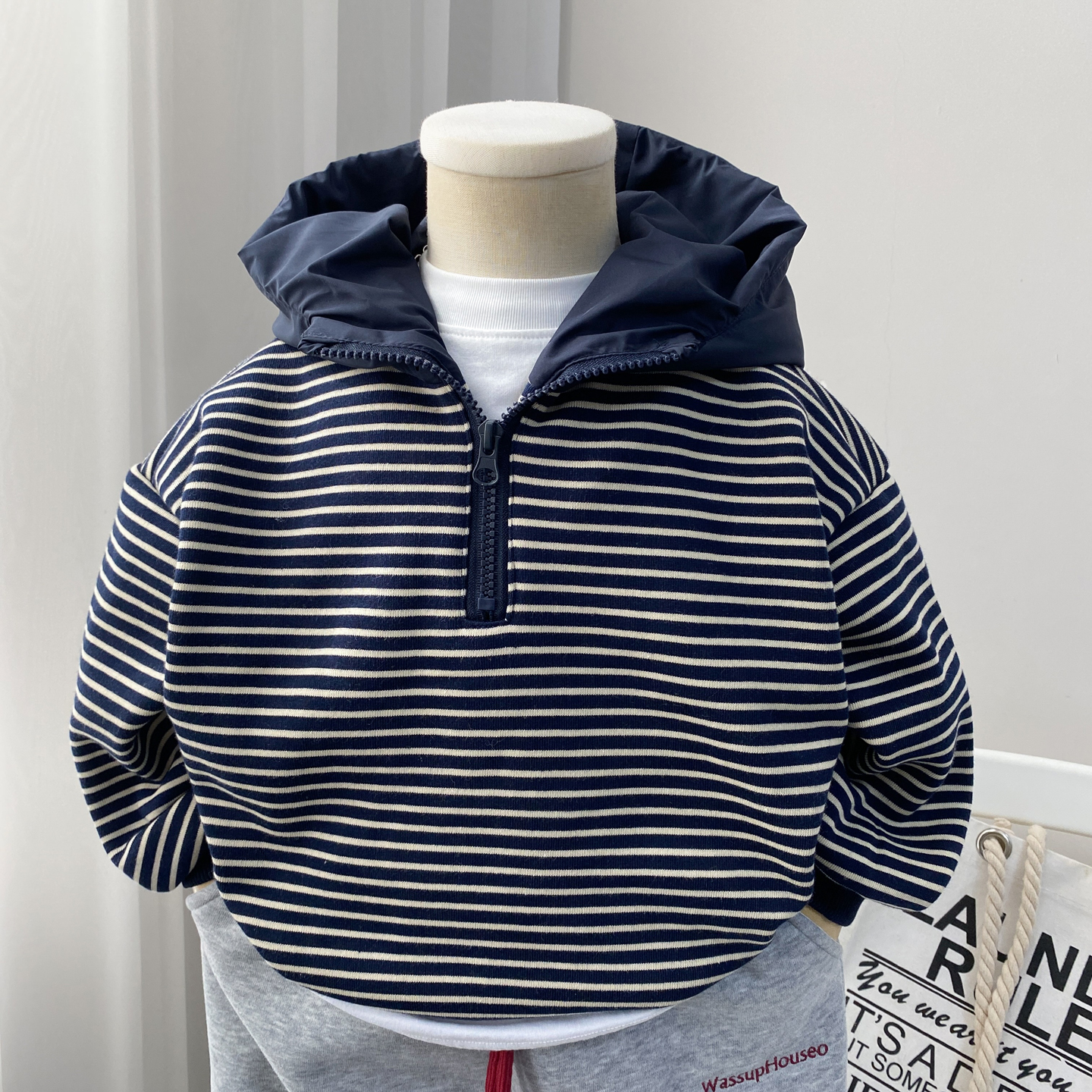 宽松加绒男童卫衣连帽秋冬一体绒