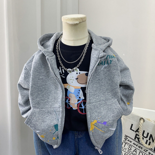 男童卫衣外套春装2026新款儿童连帽上衣宝宝春秋休闲中童小童薄款