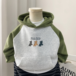 男童卫衣连帽春秋款2026新款儿童春装上衣带帽中童小童宝宝洋气潮