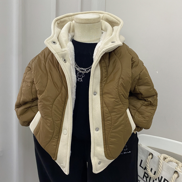 男童棉服冬季加厚加绒外套冬款韩系宽松版男孩夹棉袄保暖带帽韩版