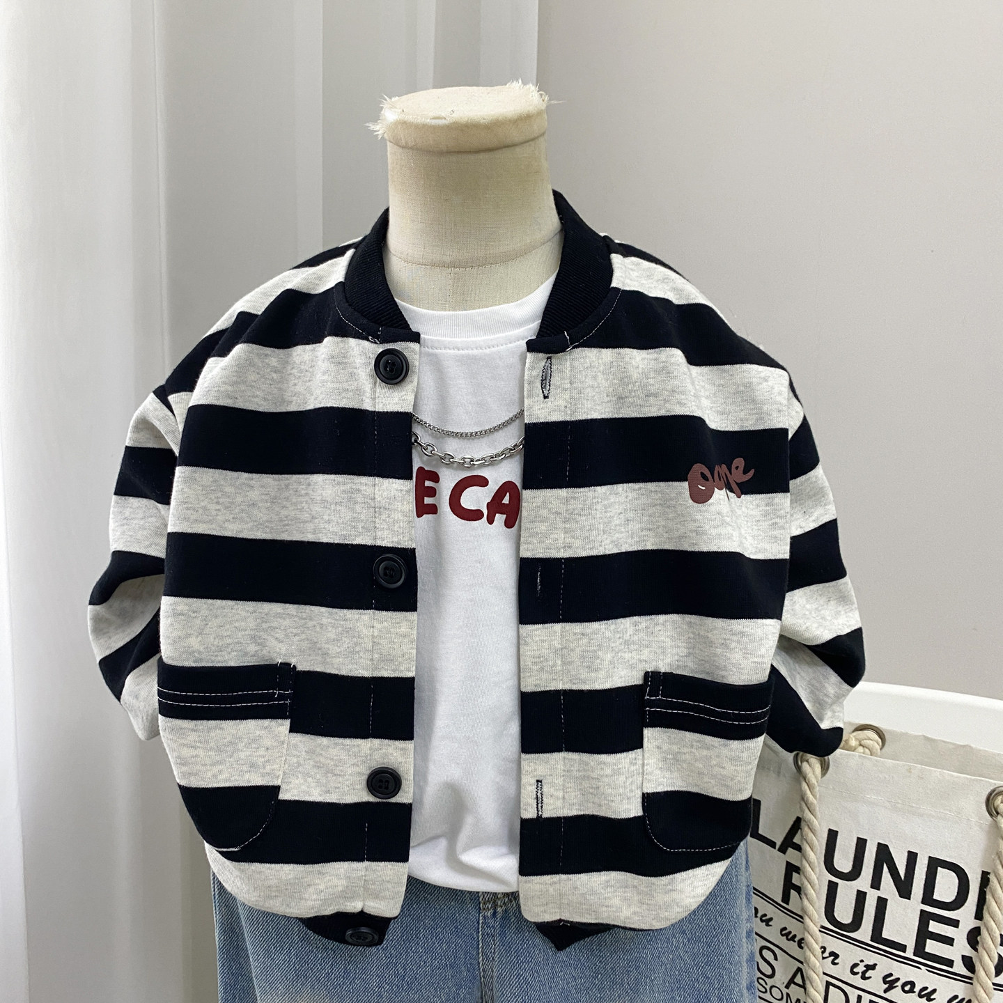 男童棒球服开衫外套薄款柔软春秋图片