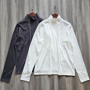 外贸休闲女款长袖衫长袖T恤半高领宽松舒服弹力打底衫单穿上衣