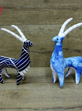 云南蓝染布摆件民族风客厅玩偶