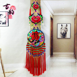 民族绣花挂件双面刺绣布艺风铃农家乐酒吧餐馆壁挂墙饰酒店装饰品