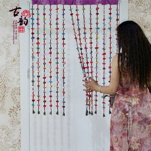云南特色手工串珠门帘客厅隔断帘卧室布艺花朵挂帘装饰厨房卫生间