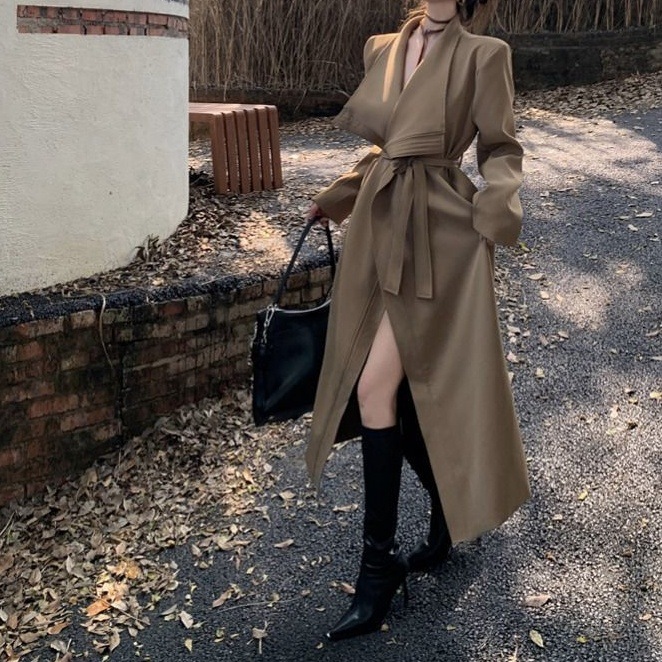 枭起青壤聂九罗迪丽热巴同款长袖风衣春休闲宽松显瘦大翻领外套女