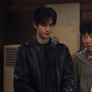 骄阳似我林屿森宋威龙同款皮衣秋冬加厚空军夹克外套男宽松棉服男