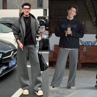 现在就出发王安宇同款休闲连帽卫衣套装男廓形宽松外套直筒卫裤男