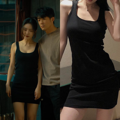 除恶李晓雅蔡文静同款背心裙女吊带裙收腰修身显瘦短裙包臀连衣裙