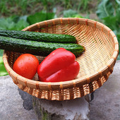 竹编圆筲箕竹筛竹簸箕水果洗菜篮馒头收纳筐沥水淘米篮筛子 包邮