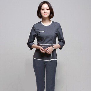 韩式纹绣师美甲师工作服秋冬装美容院美容师工作服spa理疗按摩服