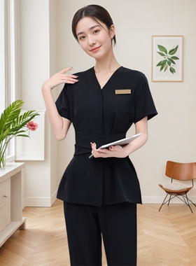 新款美容院美容师皮肤管理SPA养生馆工作服韩版气质春夏高端套装