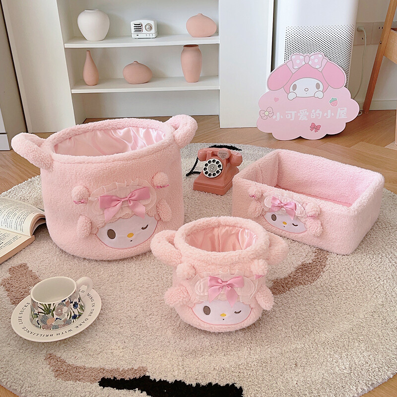 卡通眨眼小羊化妆品收纳桶收纳框桌面收纳盒杂物玩具摆件笔筒