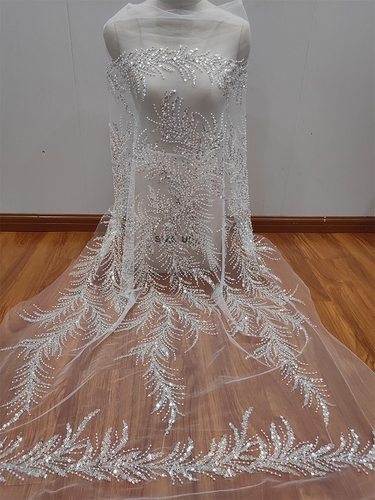 立体钉珠亮片钉绣树枝款软蕾丝网纱花边布料婚纱礼服DIY装饰辅料