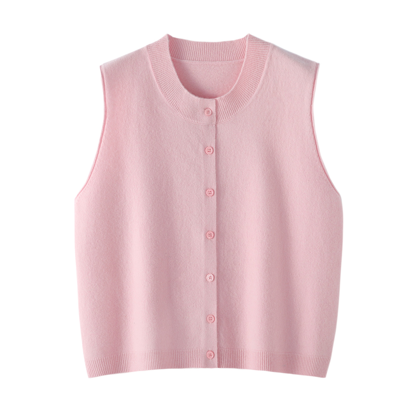 纯羊毛坎肩圆领无袖薄款上衣马甲女针织开衫短款百搭毛衣针织衫