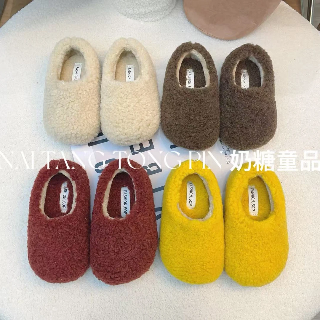 韩版ins时尚儿童外穿棉拖鞋