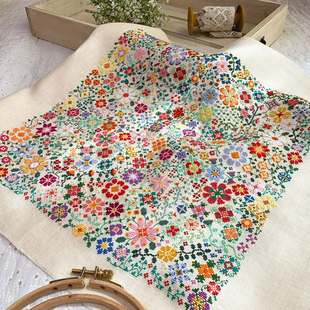 2025新品十字绣DMC材料包手工唯美花纹柔美小花图棉布绣线定制