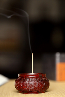 印度小叶紫檀青铜纹盘香炉线香插两用整木挖制文玩木雕收藏品送礼